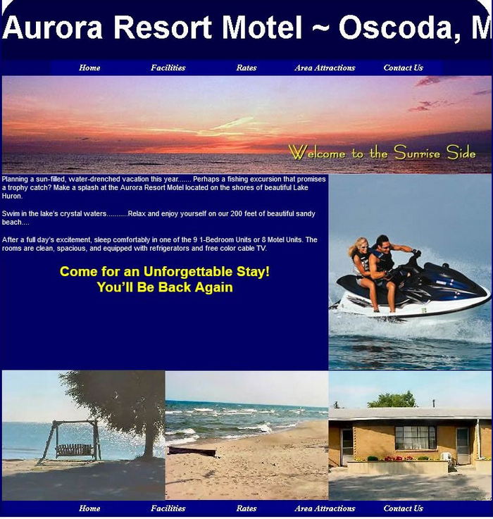Aurora Resort Motel - Web Site Home Page From  Archive (newer photo)